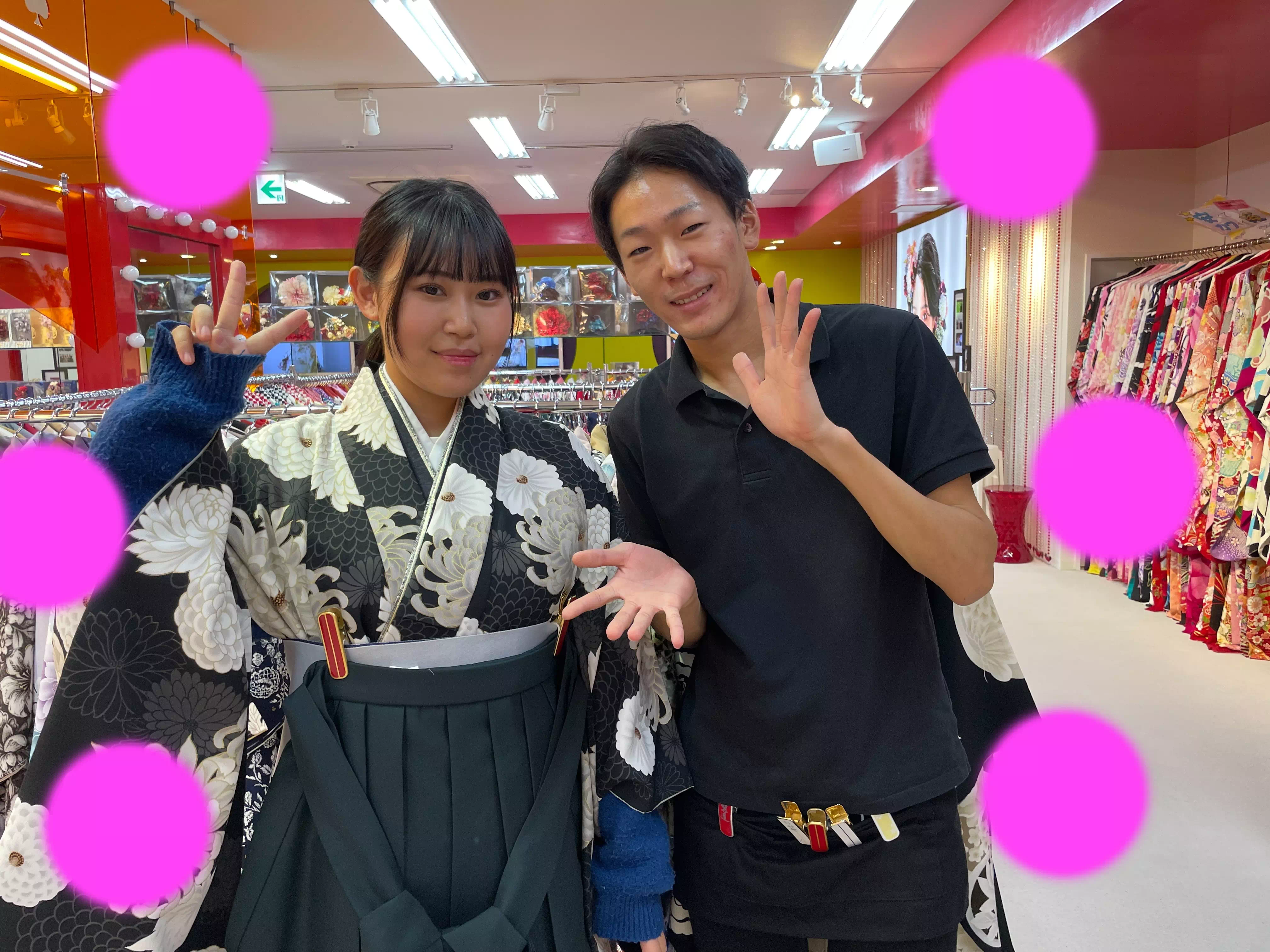 TAKAZEN神戸店　前撮り撮影会　卒業式　袴　くすみ　イマドキ　カワイイ　コディネート