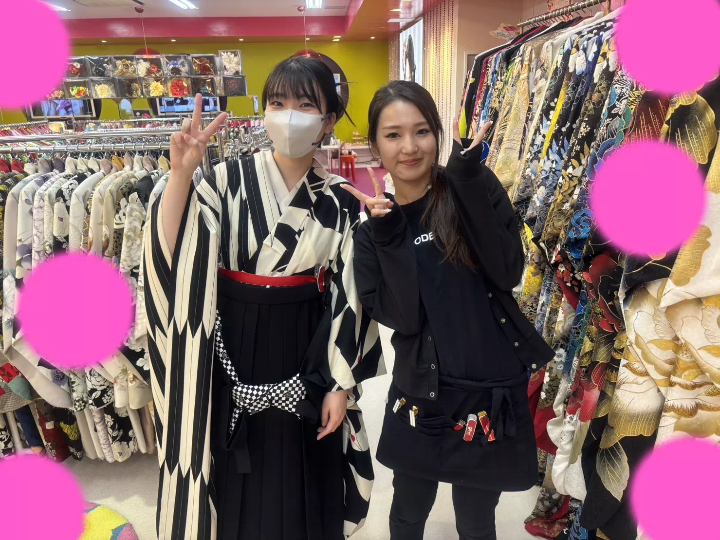 TAKAZEN神戸店　卒業式　袴　レトロ　オシャレ　かわいい　モノトーンレトロ