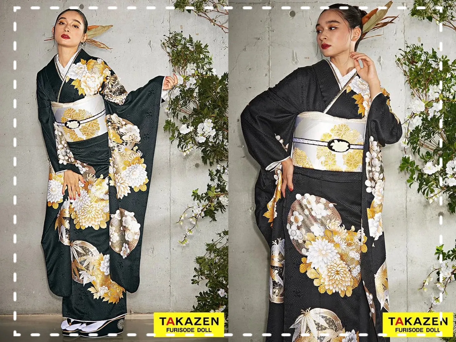 振袖　レンタル　奈良　前撮り撮影会　かっこいい　おしゃれ　粋古典　黒　金