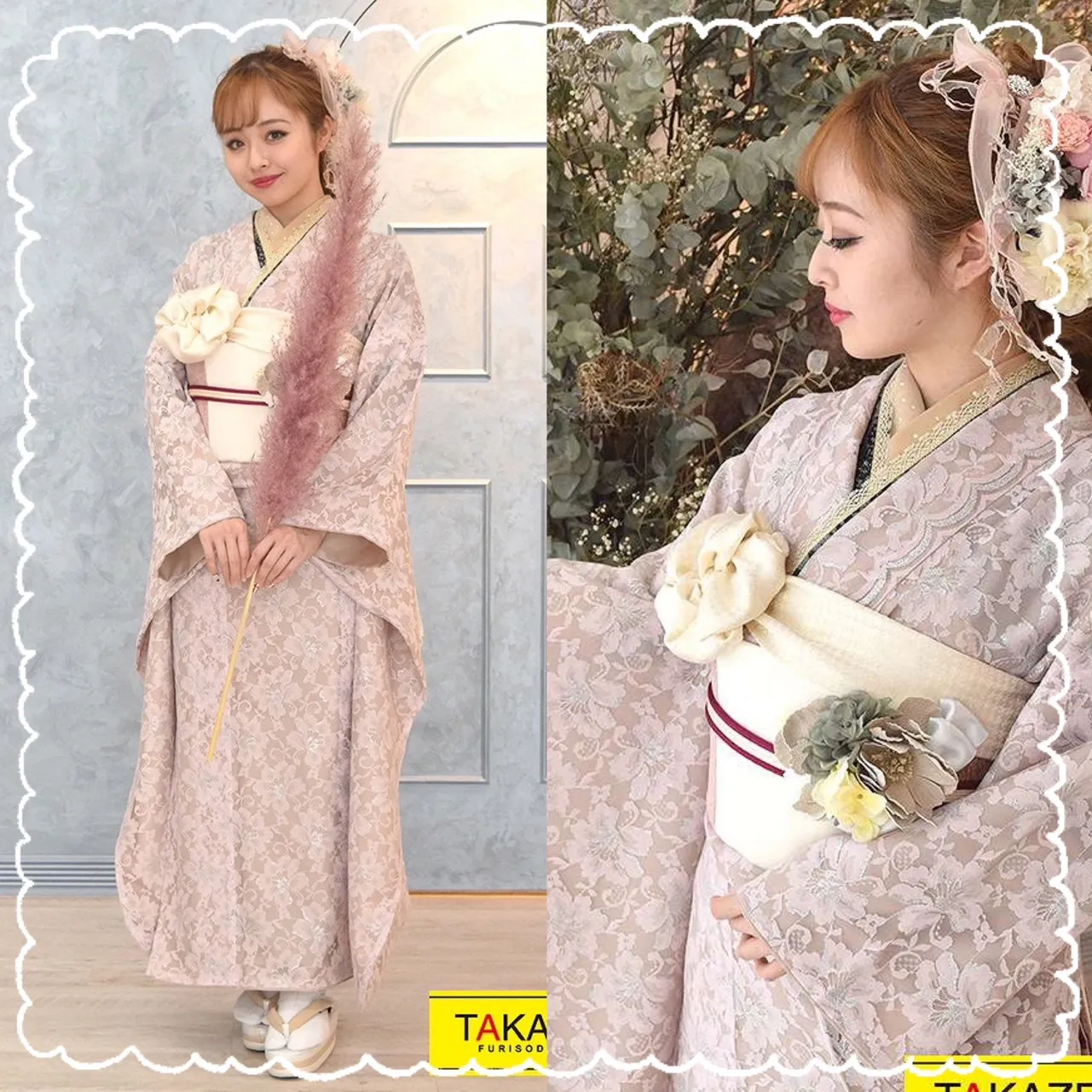 【TAKAZEN橿原店】13日♡ピンクの総レースが可愛すぎるくすみガーリーお振袖のご紹介♡
