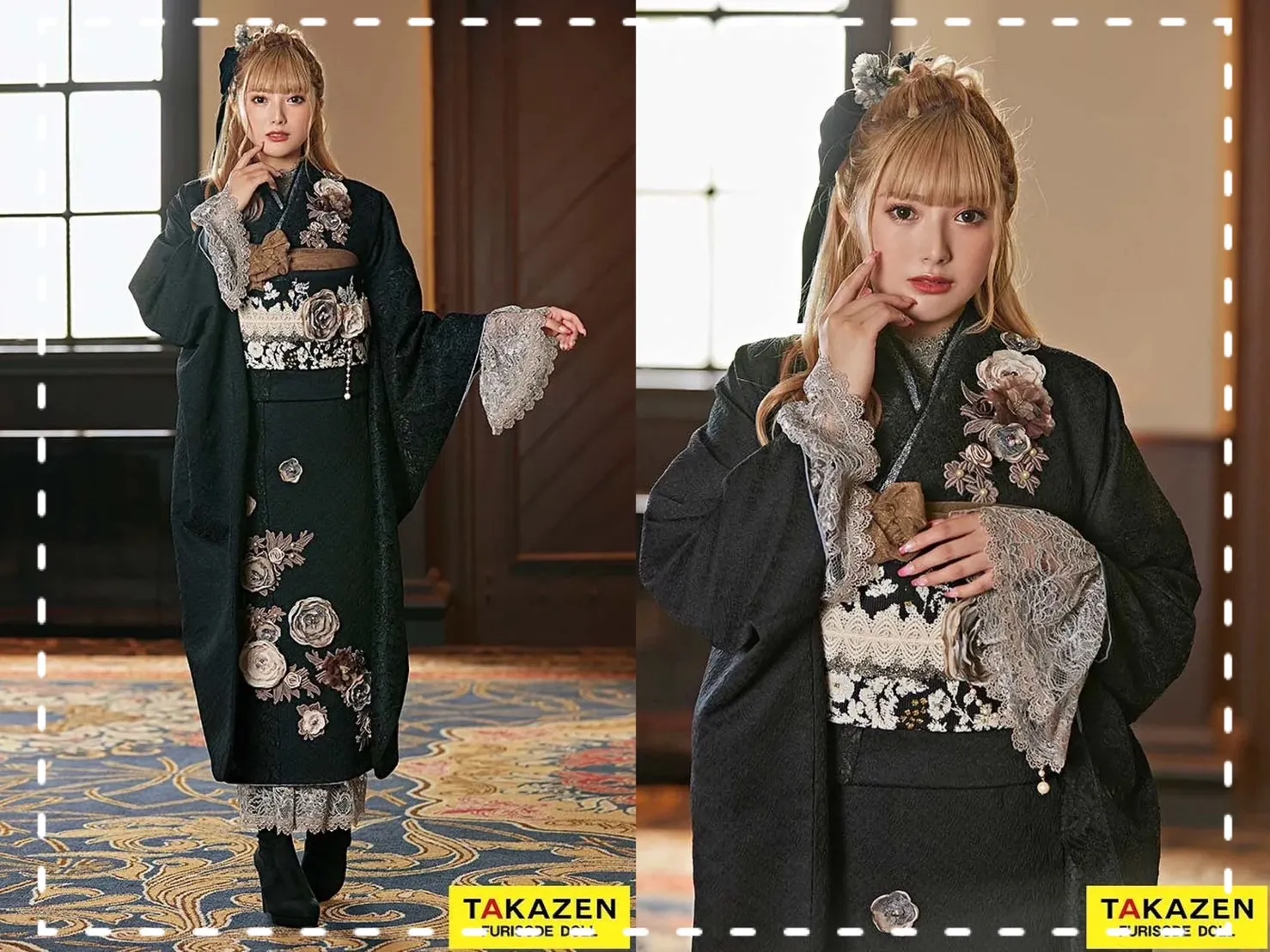 振袖　レンタル　奈良　前撮り撮影会　かわいい　ミニョン　新作　おしゃれ　黒　写真プラン