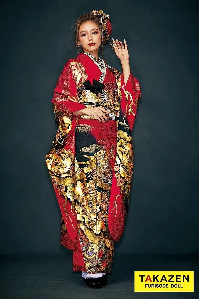 TAKAZEN　橿原　奈良　袴　振袖　赤　金　かっこいい