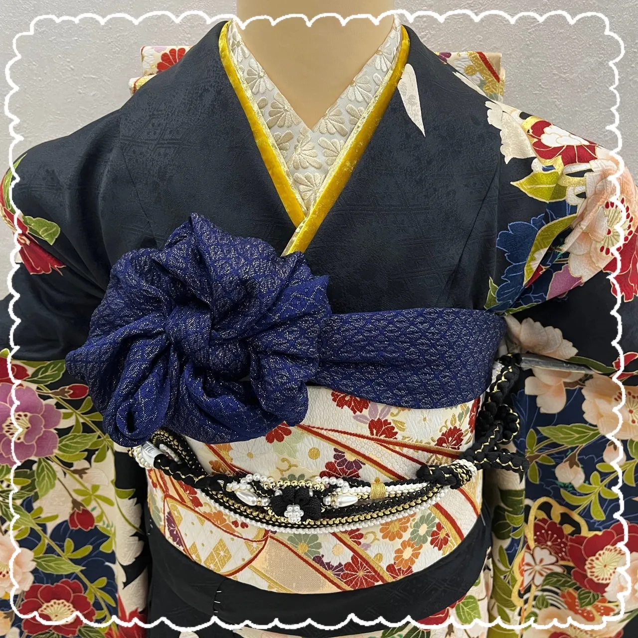 【TAKAZEN橿原店】12日♡2025年成人向けからし色の重ね衿がアクセントの大人っぽい王道古典お振袖コーディネート♡