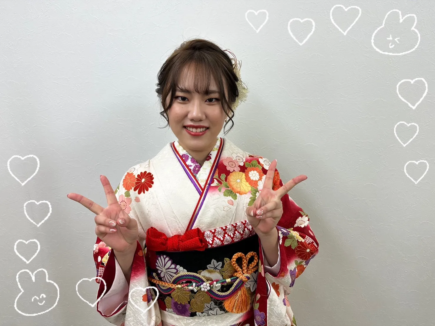 成人式　振袖　前撮り撮影会　古典柄　かわいい　人気　赤白
