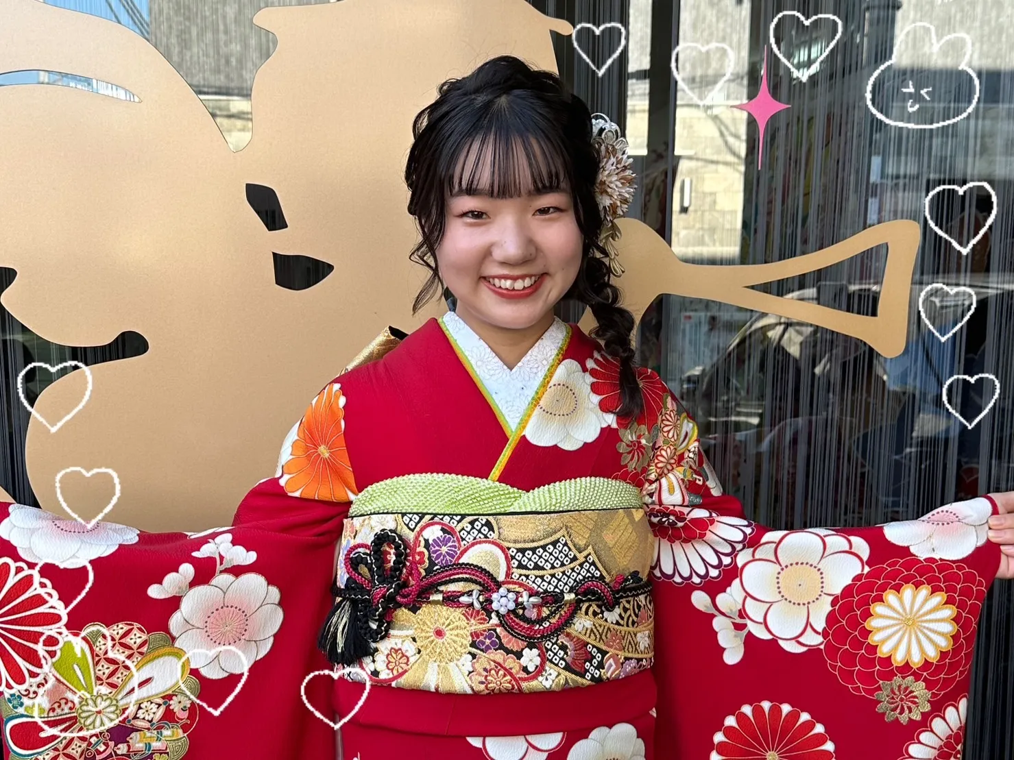 袴　前撮り撮影会　可愛い　おしゃれ　古典柄　定番スタイル　赤白　紅白