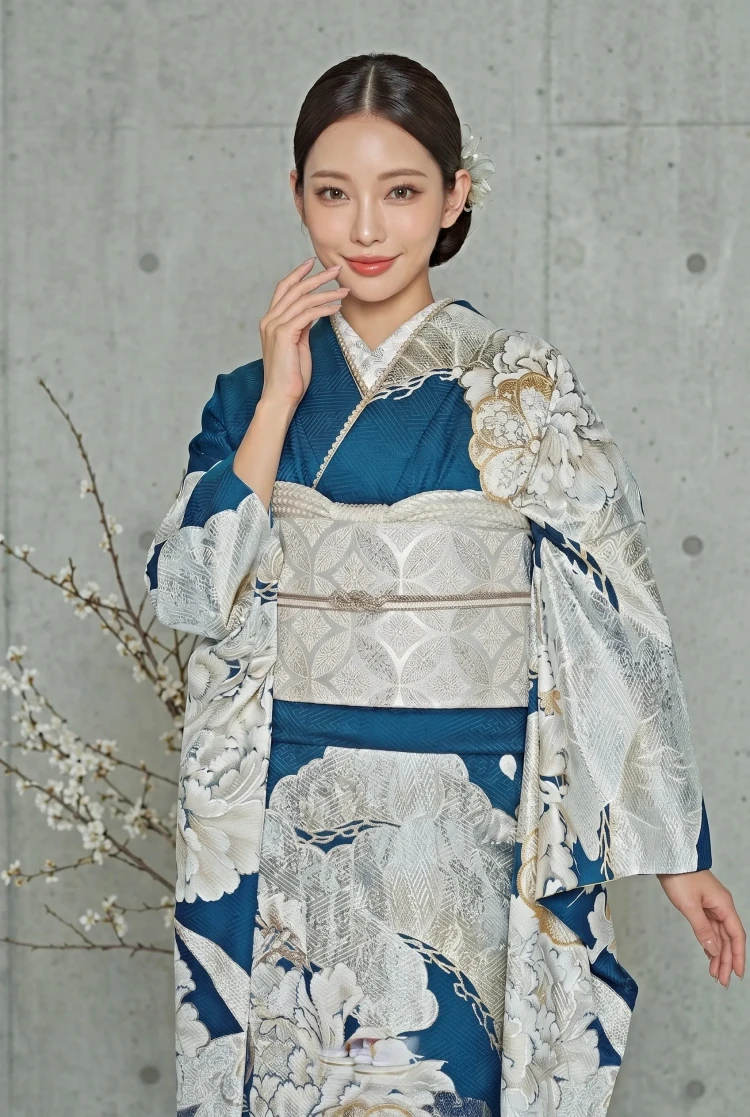 粋古典 ターコイズブルー/青/白 吉祥文様/流水模様 クール 寒色系