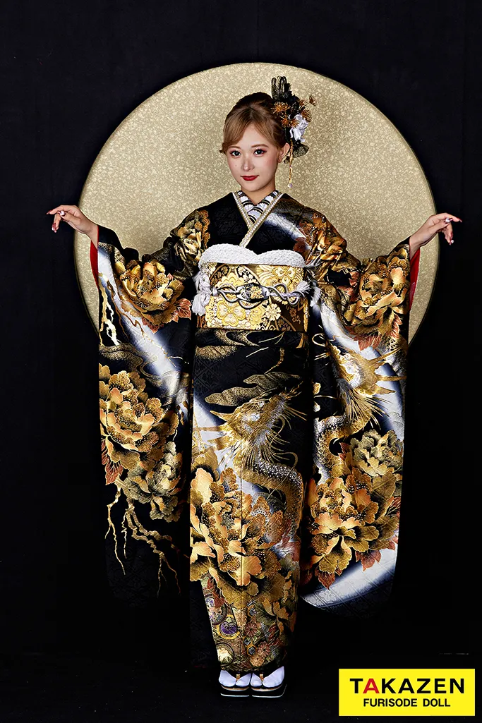 ジャパンモード 黒/金(ゴールド) 本家龍柄 いかつい 派手 渋い 花魁風  
