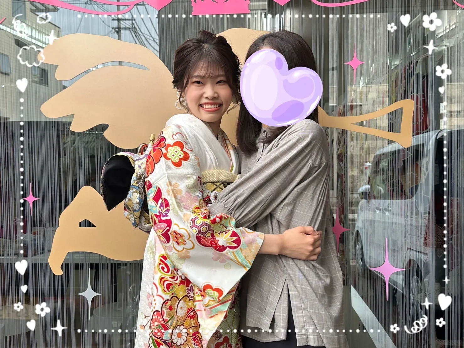 成人式　振袖　前撮り撮影会　かわいい　古典柄　オレンジ