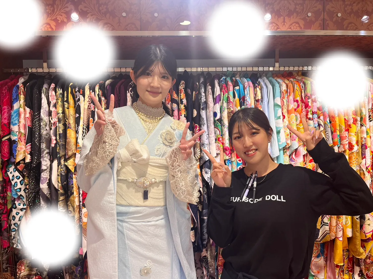 【TAKAZEN大阪梅田本店】♡3日　水色ミニョンの華やかでレースがかわいいお振袖姫ちゃん♡