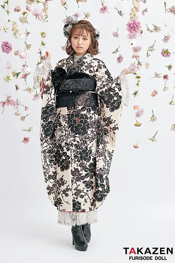 振袖　レンタル　奈良　くすみガーリー　かわいい　おしゃれ　モノトーン
