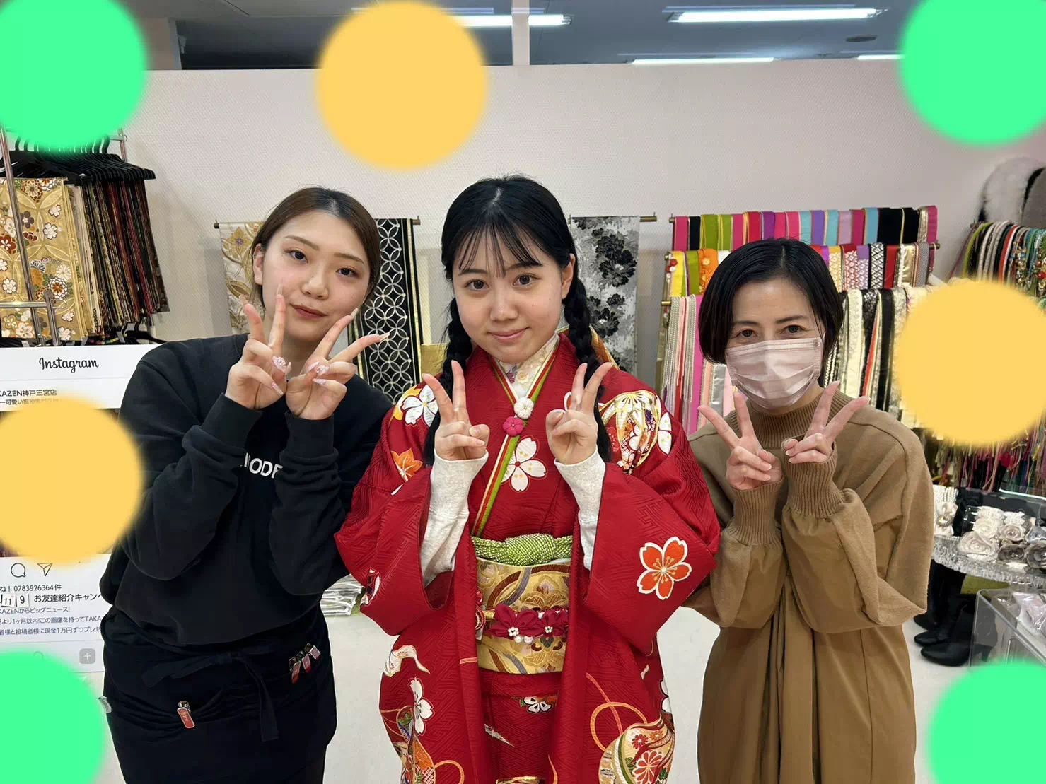 TAKAZEN神戸店　成人式　神戸成人式　振袖　かわいい　古典柄