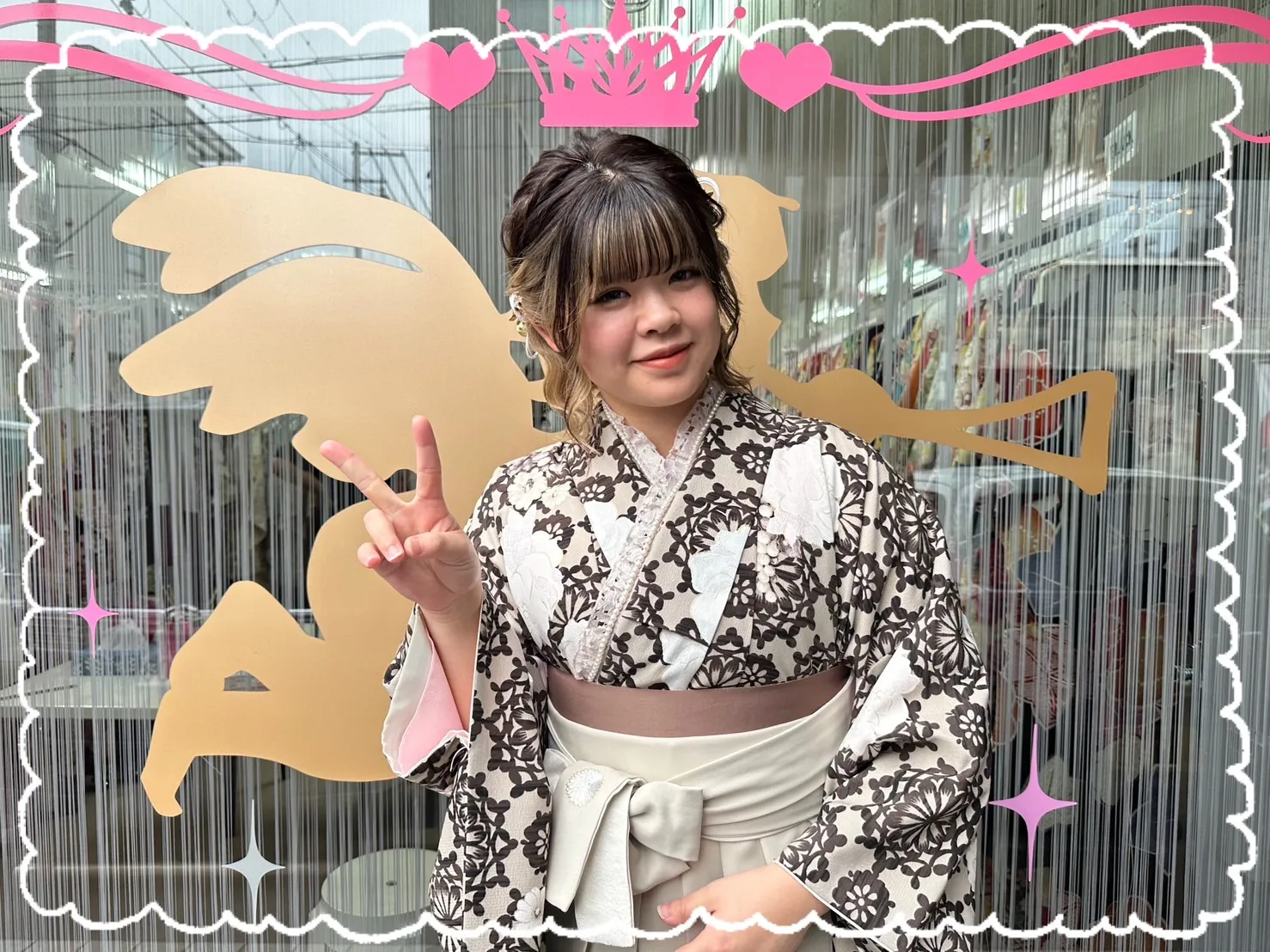 袴　前撮り撮影会　レンタル　おしゃれ　かわいい　ベージュ　ブラウン