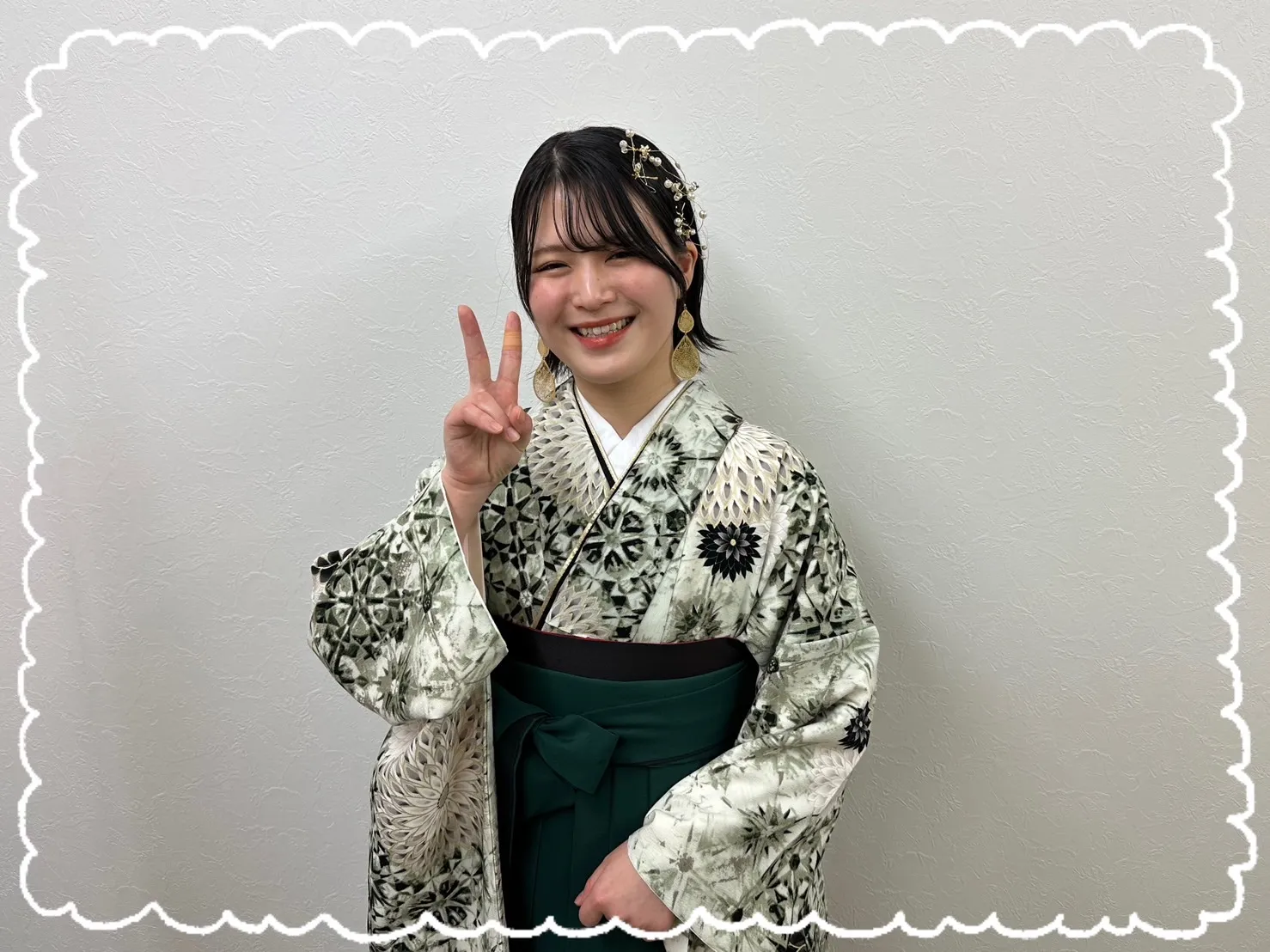 袴　前撮り撮影会　レンタル　シック　レトロ　オシャレ　緑
