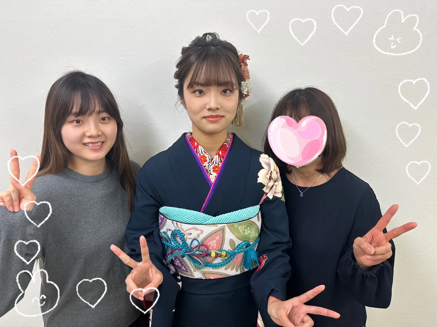 成人式　振袖　前撮り撮影会　古典柄　ヴィンテージ　シンプル　ネイビー