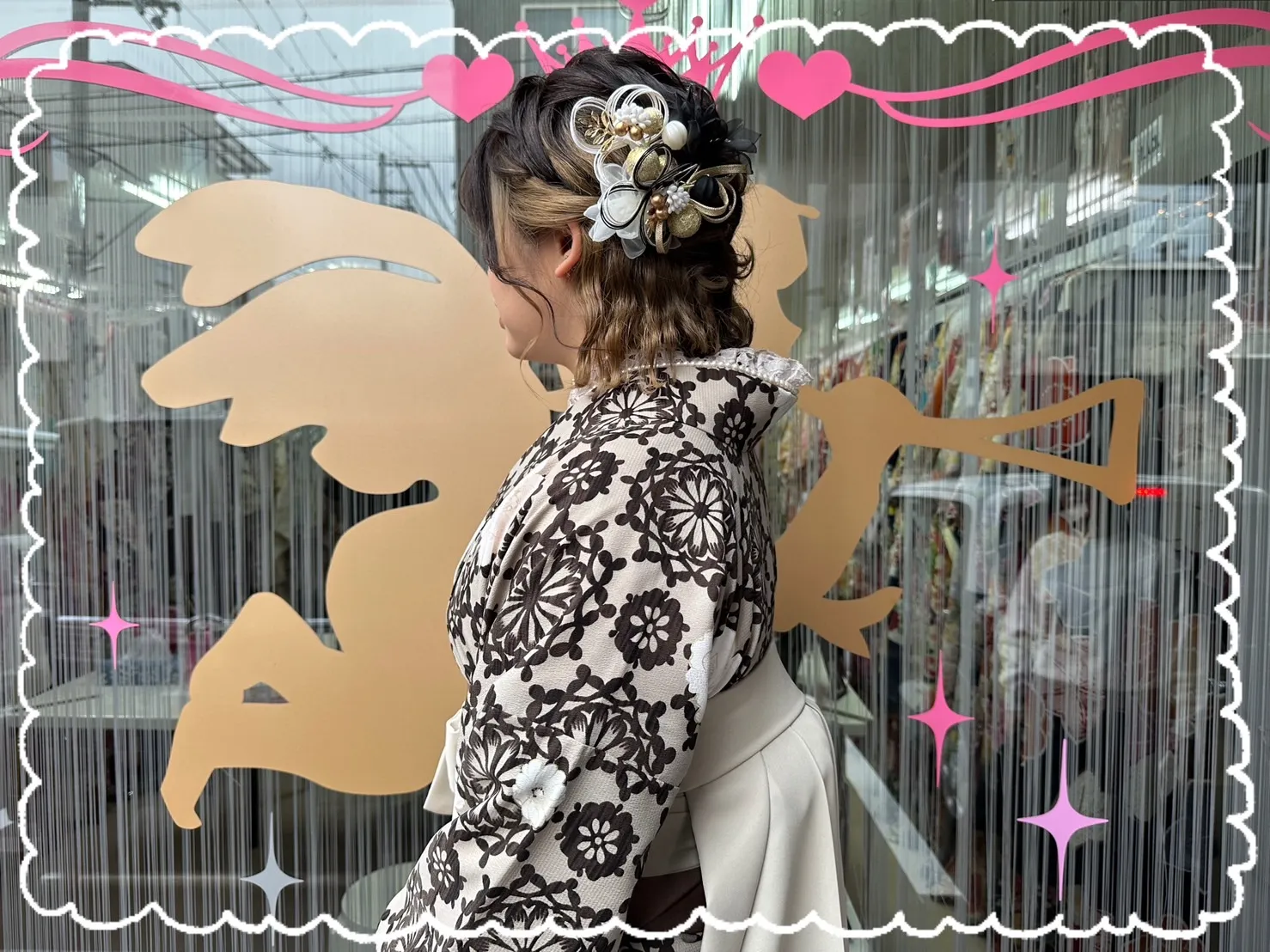 袴　前撮り撮影会　レンタル　おしゃれ　かわいい　ベージュ　ブラウン