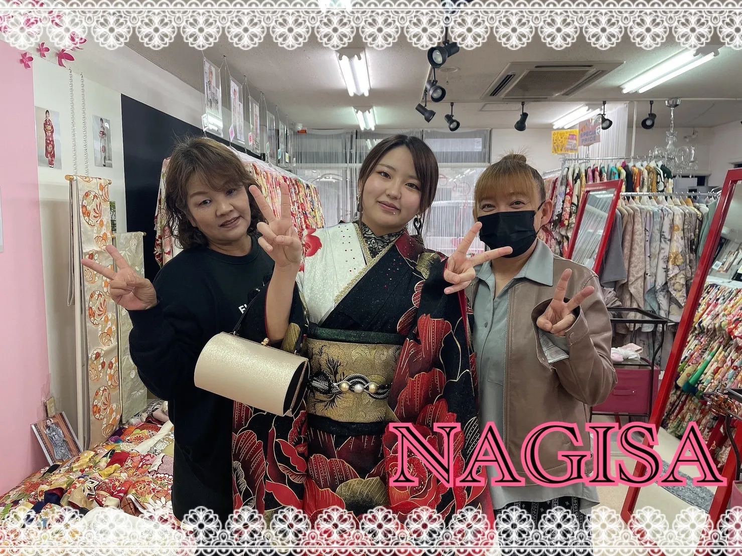 振袖レンタル　奈良　豪華　ジャパンモード　黒　赤