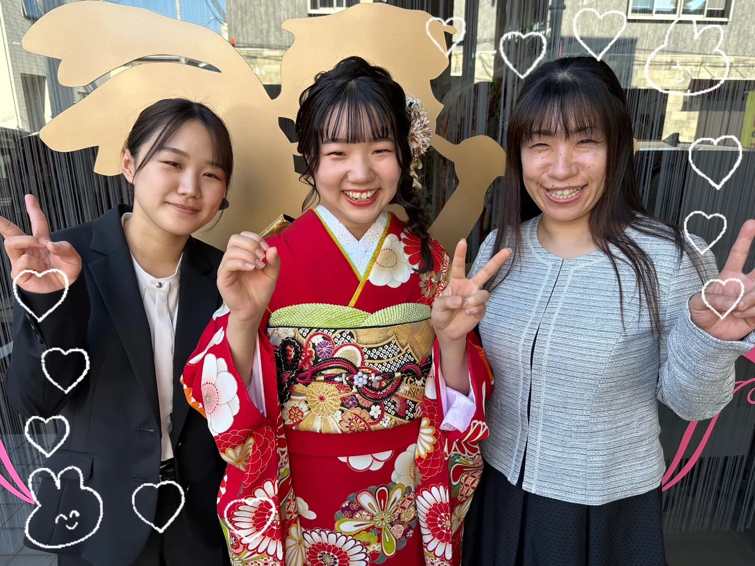 成人式　振袖　前撮り撮影会　奈良　赤白　紅白　古典柄