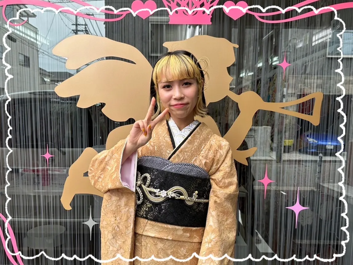 振袖　レンタル　奈良　人気　かわいい　前撮り撮影会　成人式前撮り　ベージュ　レース振袖