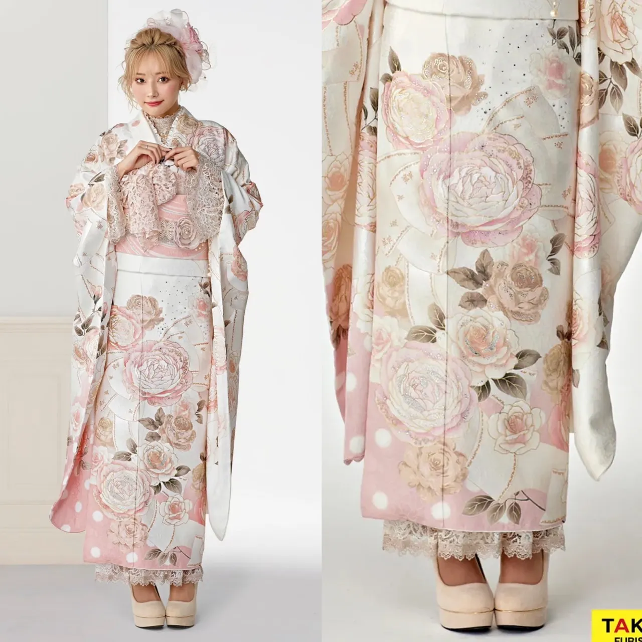 成人式　振袖レンタル　成人式振袖 可愛い　ヘップバーン　シャネルカラー　TAKAZEN完全オリジナル　ぴょな　