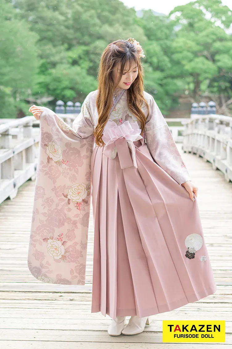 【じょさ】ベビー袴 ハンドメイド リボンクラウンセット さくら×生成り JAPANSTYLE×中村里砂ブランド袴 くすみカラーガーリー 白/薄