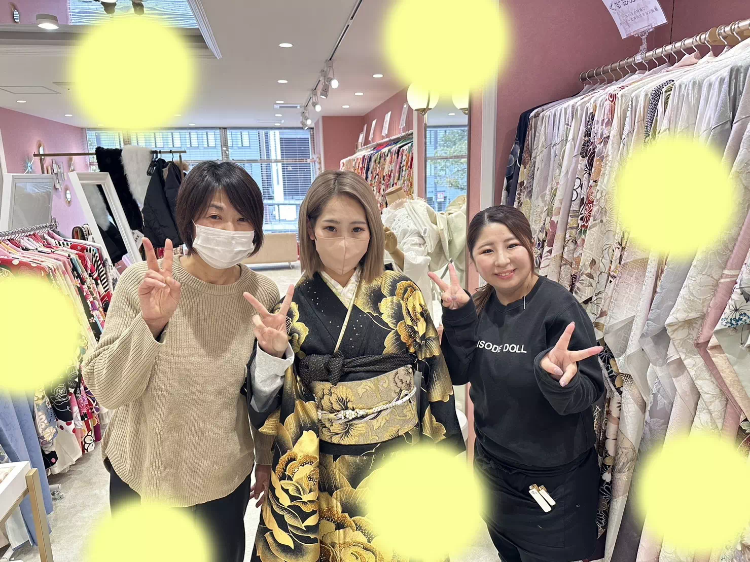 TAKAZEN姫路店　明石市　成人式　振袖　黒　ゴール　