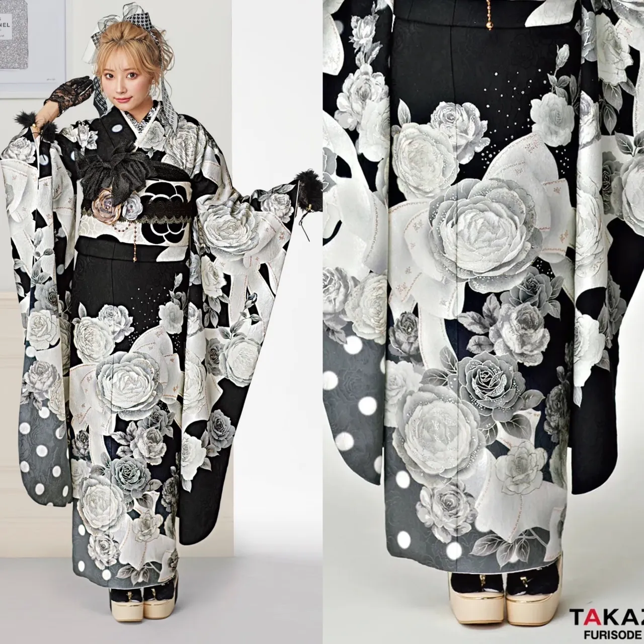成人式　振袖レンタル　成人式振袖 可愛い　ヘップバーン　シャネルカラー　TAKAZEN完全オリジナル　ぴょな　