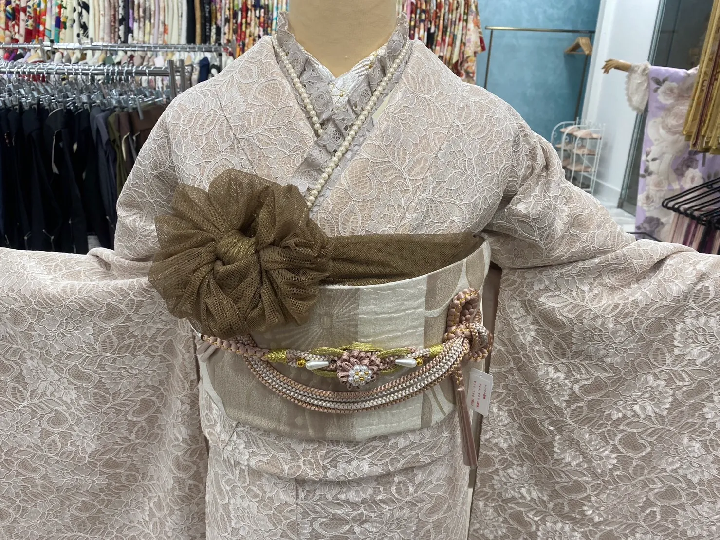 振袖レンタル　総レース　くすみ