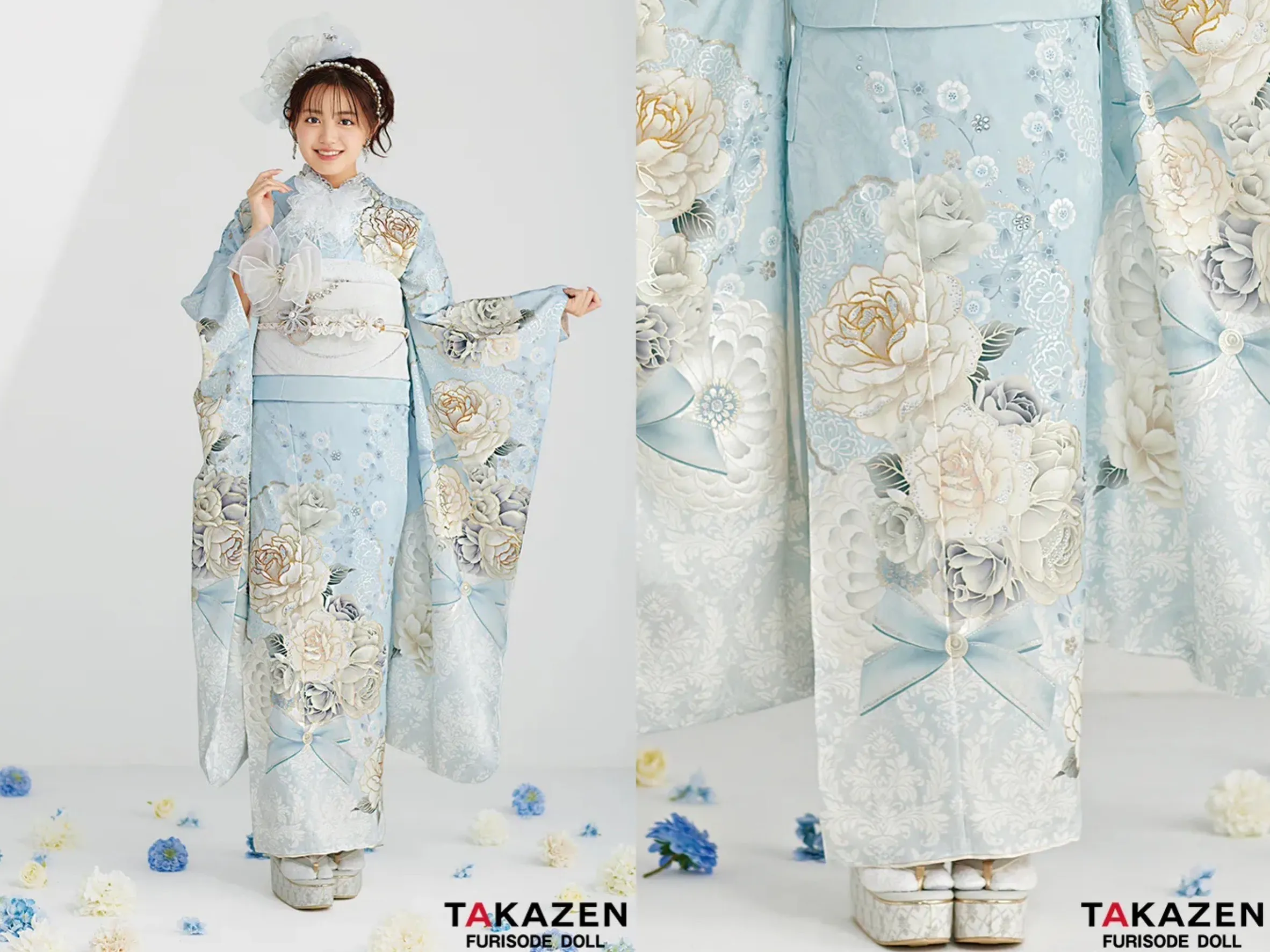 振袖　レンタル　奈良　ヘップバーン　可愛い　オシャレ　ブルー