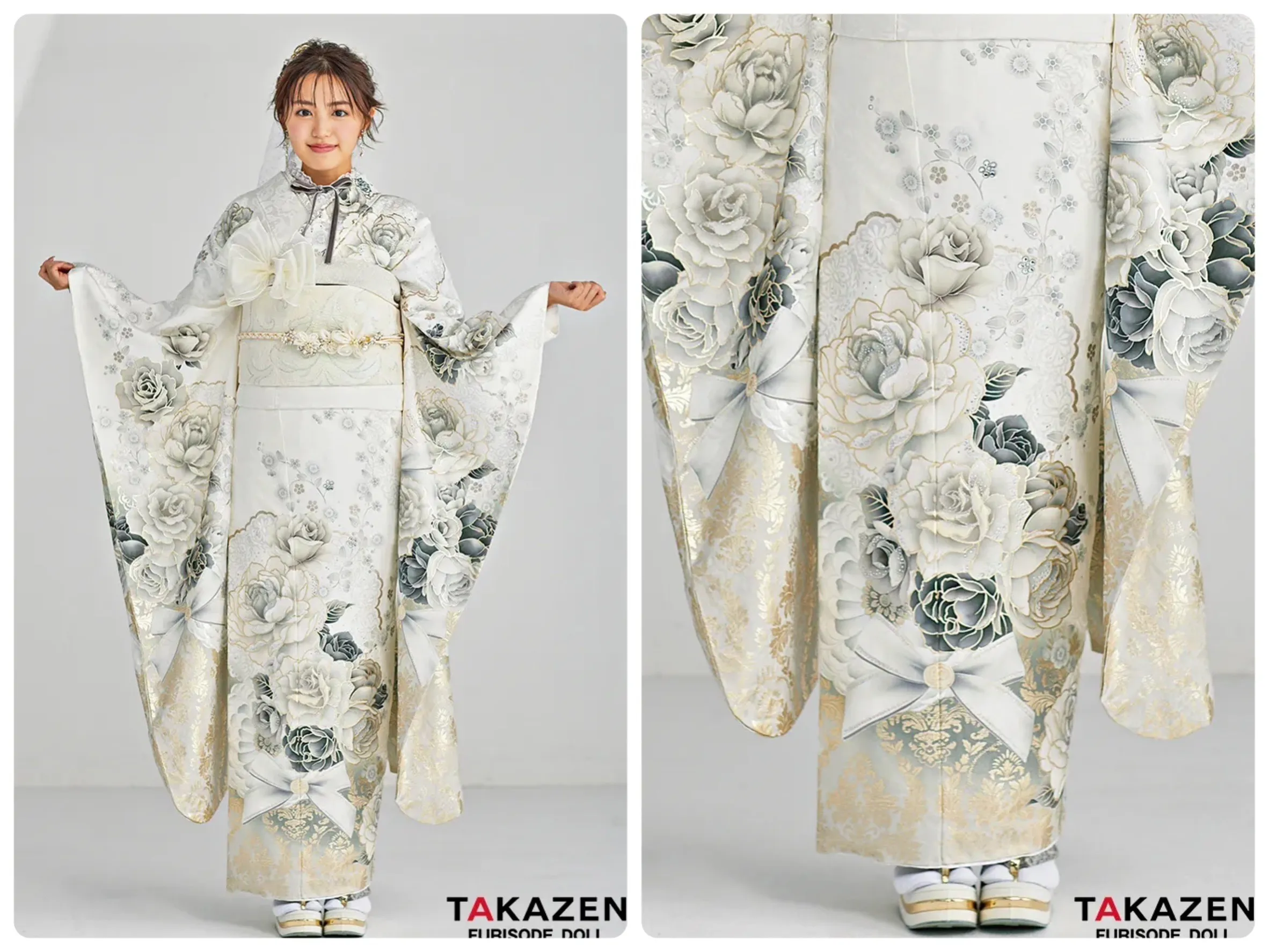 振袖　レンタル　奈良　ヘップバーン　くすみ　ホワイト　可愛い　オシャレ
