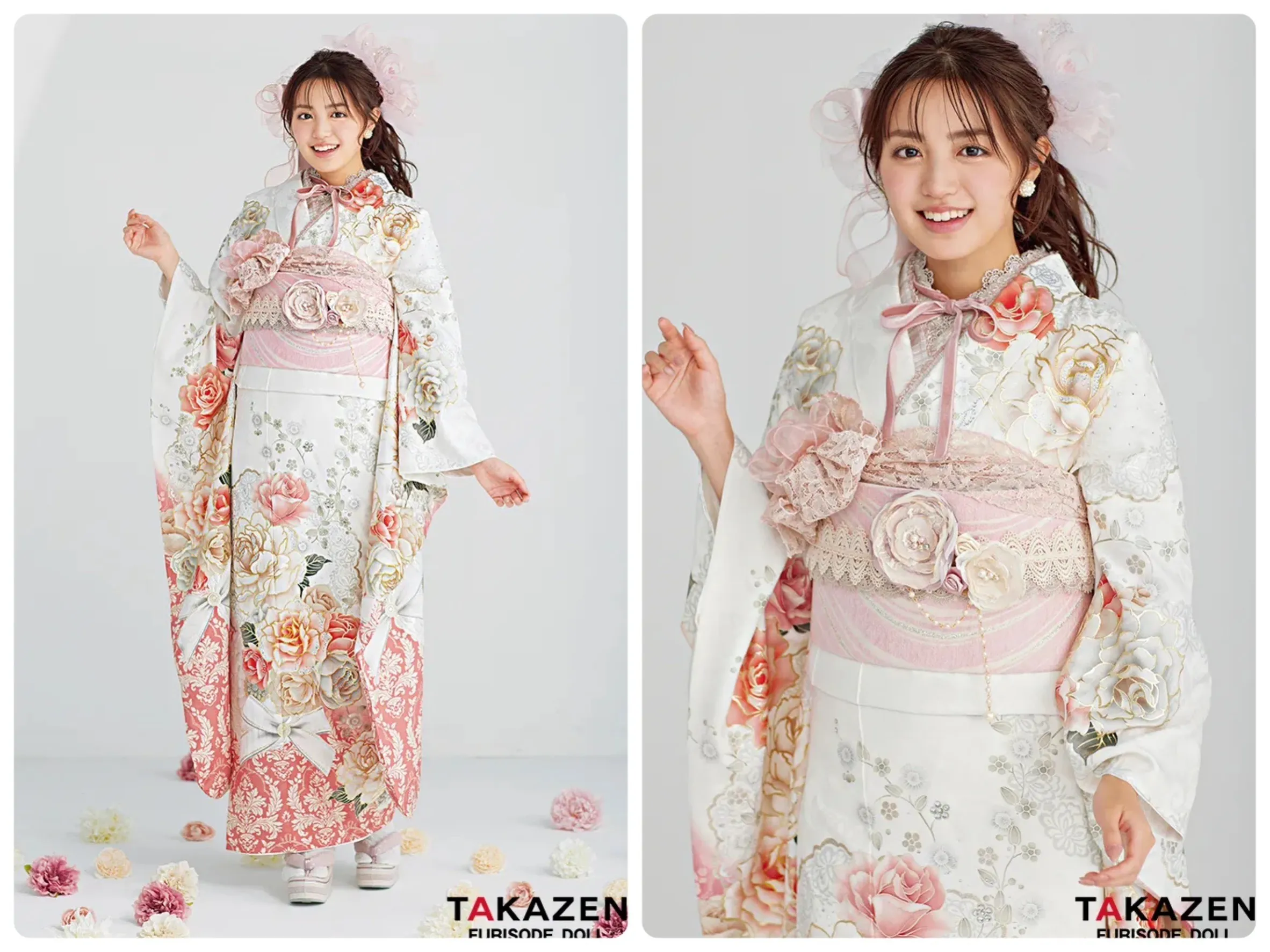 振袖　レンタル　奈良　可愛い　オシャレ　ヘップバーン　ピンク　白