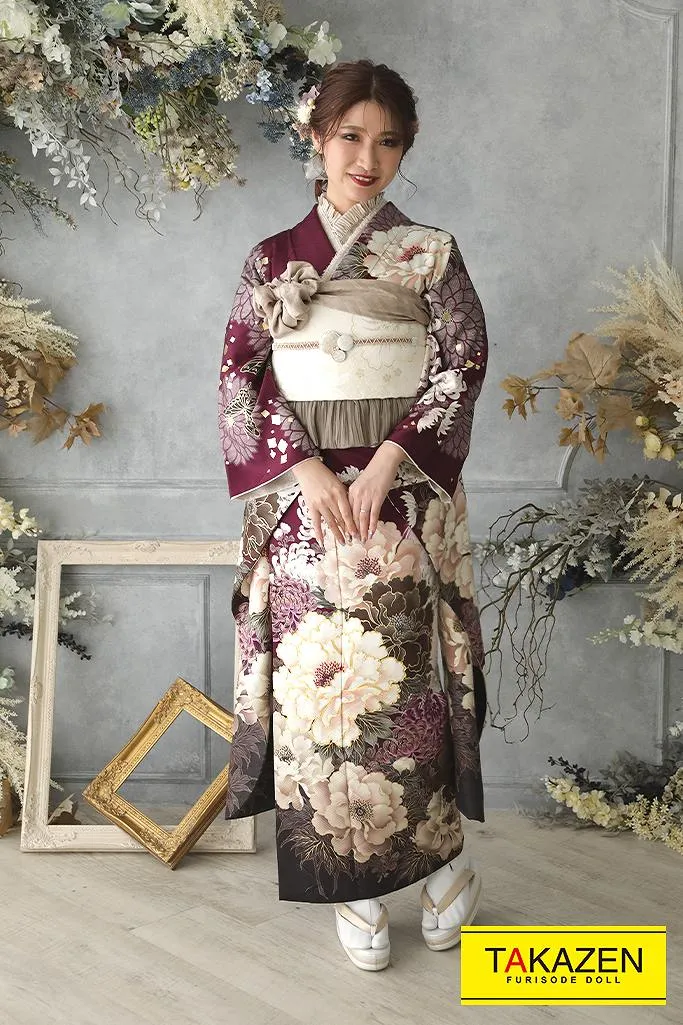 吉木千沙都　ちぃぽぽ　ブランド振袖　 成人式　レンタル　振袖　可愛い　今どき　シンプル　くすみ　振袖レンタル