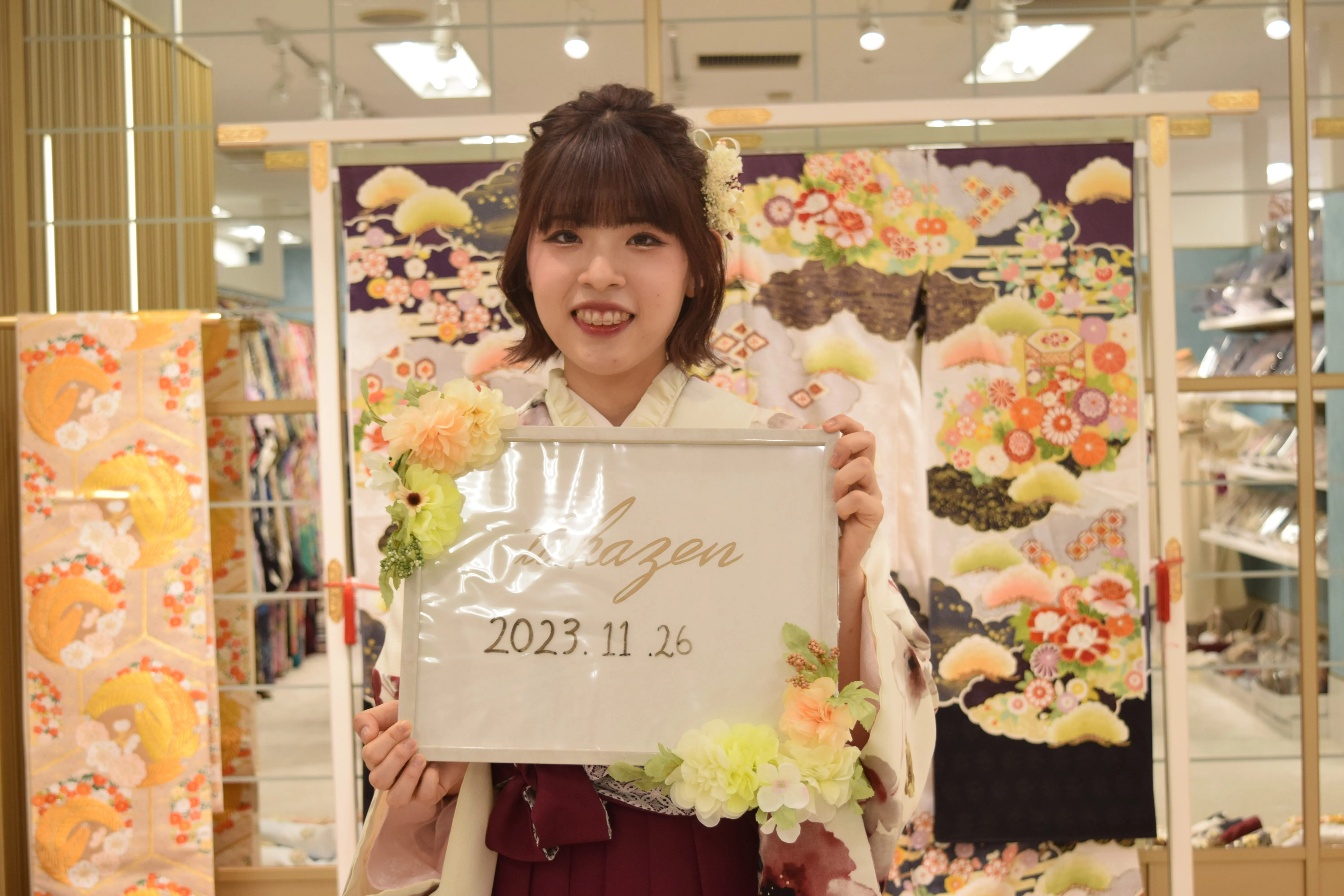 前撮り　袴　可愛い　くすみ系　大阪