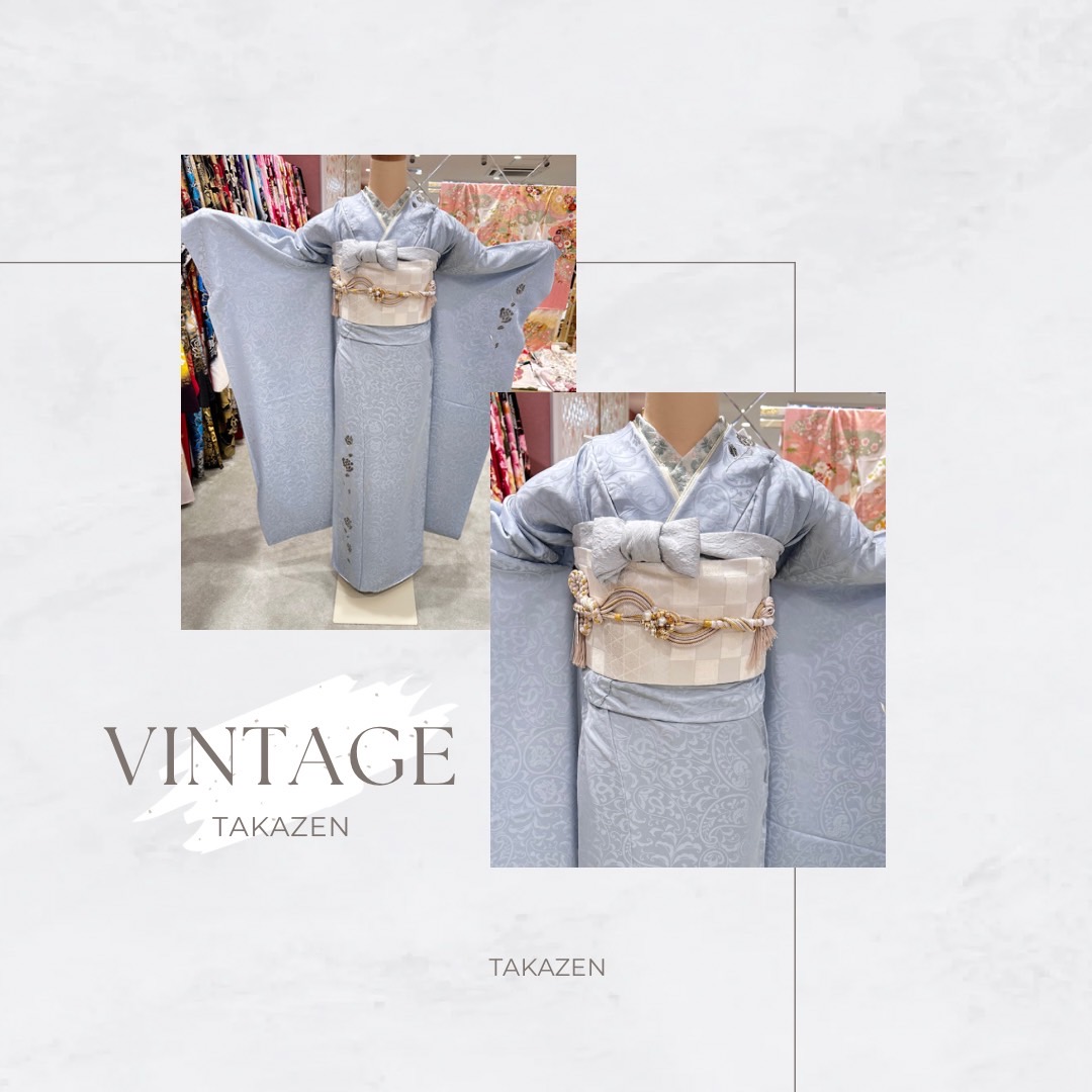 【TAKAZEN姫路店】♡15日　個性派さん・単色好きさん必見！シンプル水色ヴィンテージ振袖のご紹介！♡