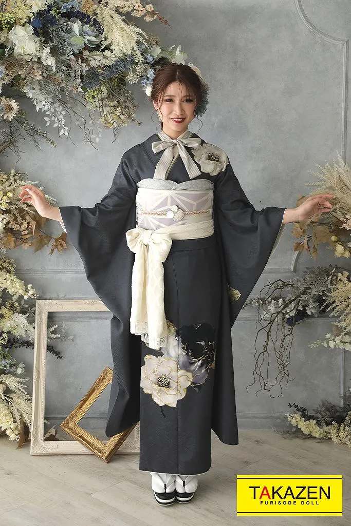 玉城ティナ　ブランド振袖　 成人式　レンタル　振袖　可愛い　今どき　シンプル　くすみ　振袖レンタル