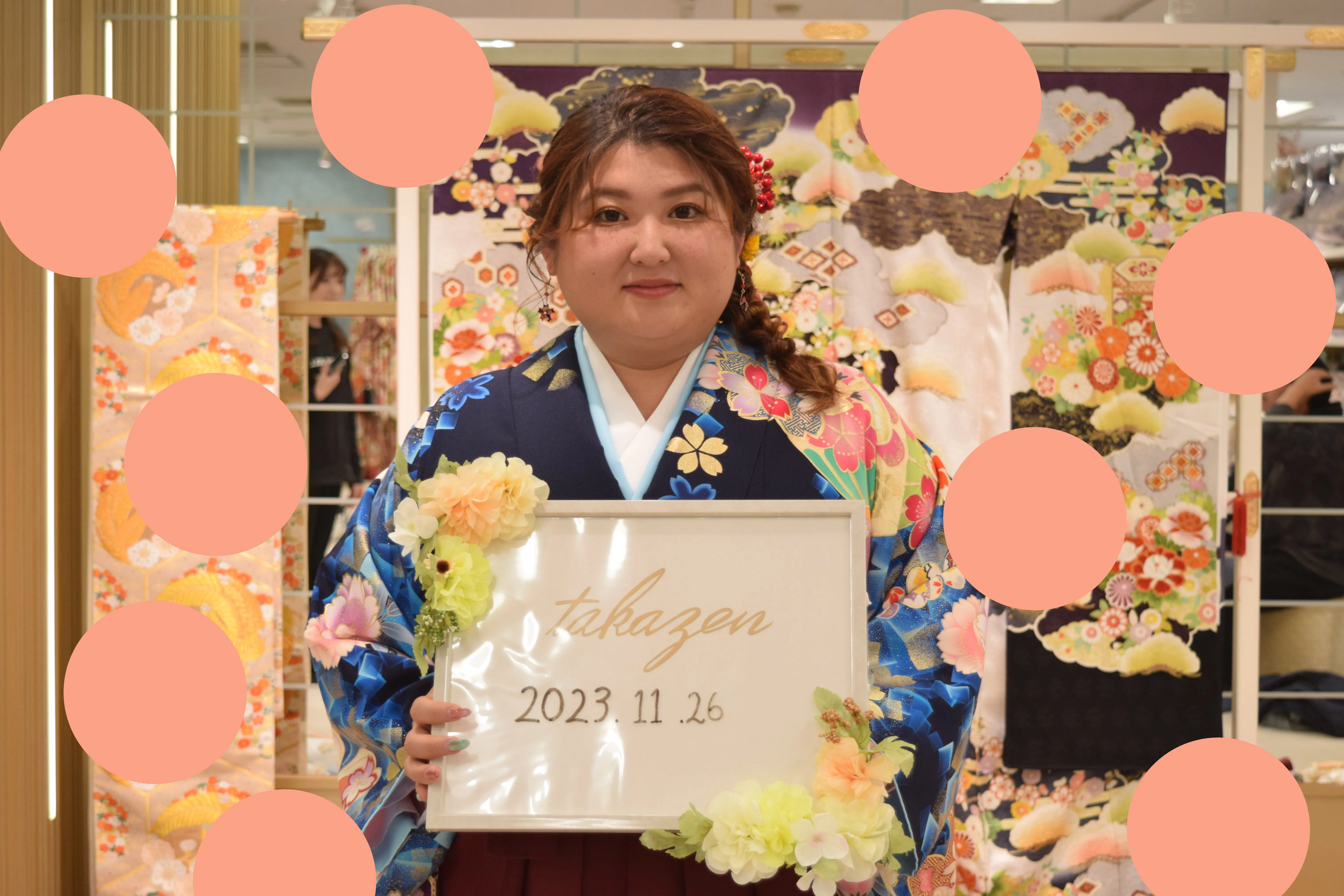 袴レンタル　前撮り　卒業式袴　古典　大阪　心斎橋　青色