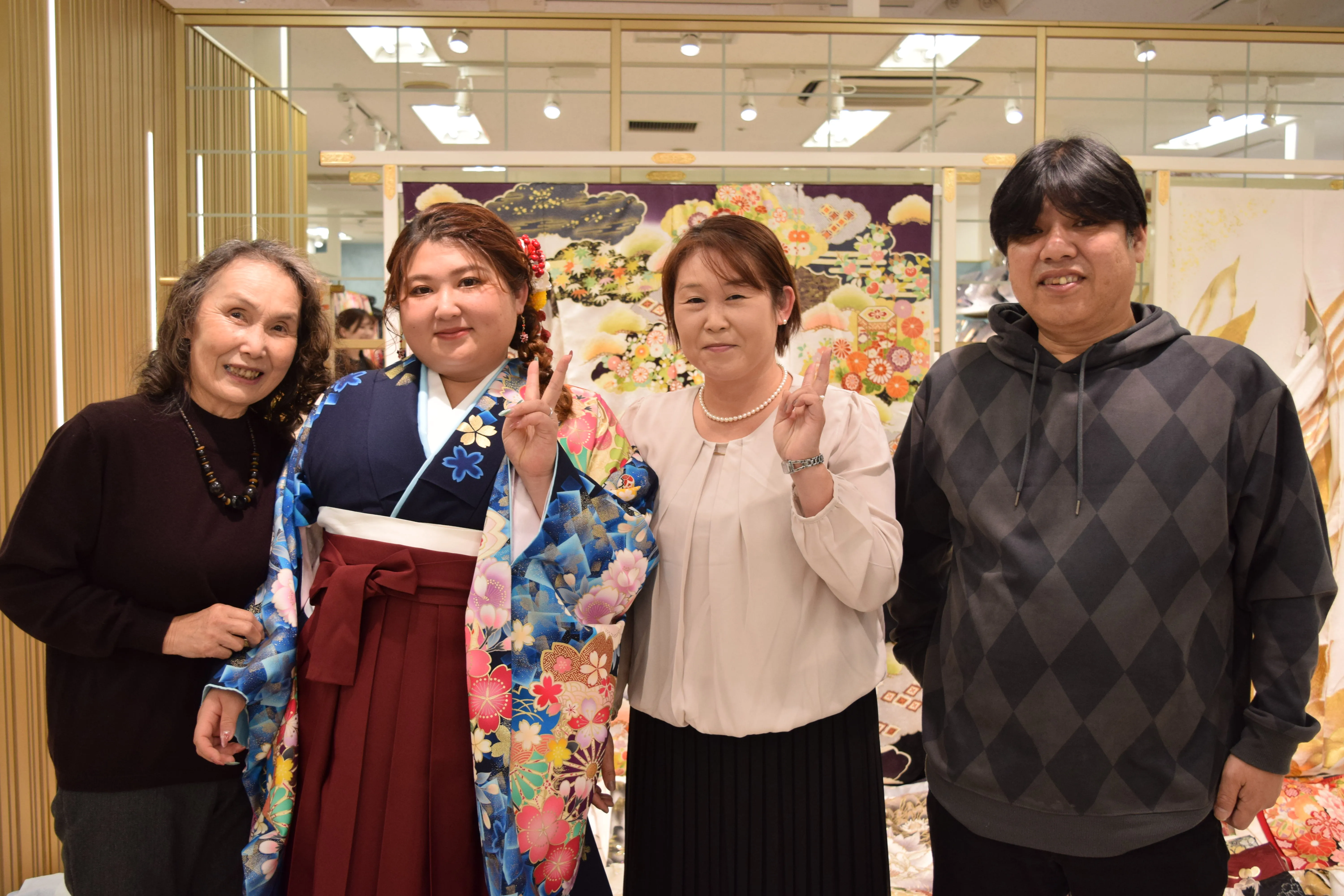 袴レンタル　前撮り　卒業式袴　古典　大阪　心斎橋　青色
