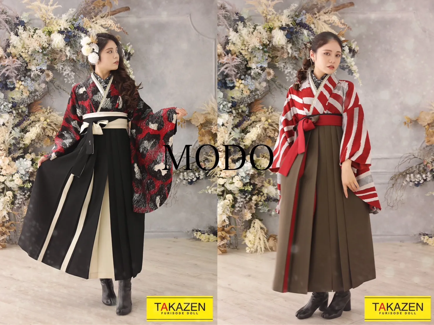 袴　レンタル　前撮り　モード　カッコ可愛い　オシャレ　個性派　レトロ柄