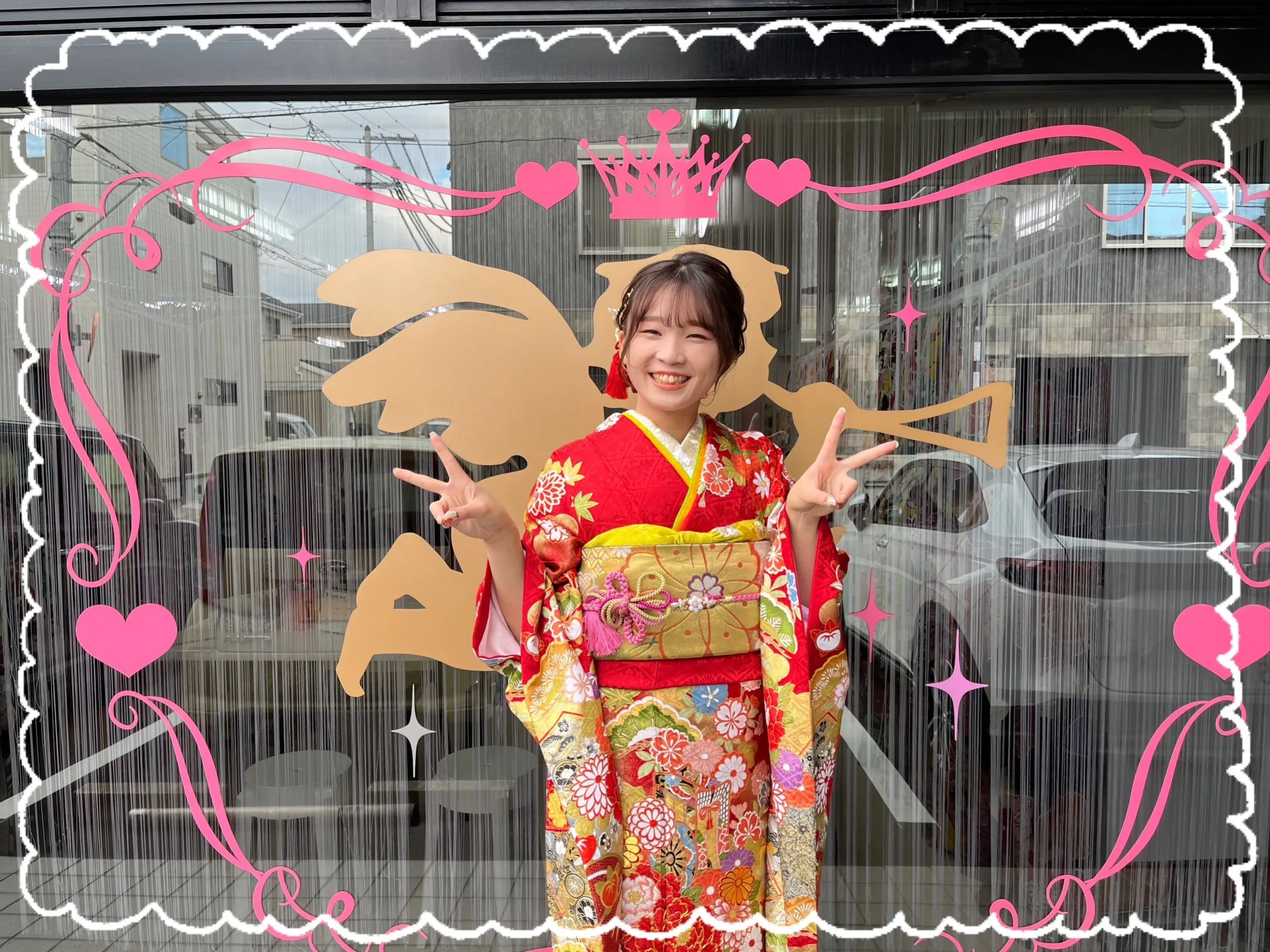 振袖　レンタル　奈良　前撮り撮影会　かわいい　赤　古典