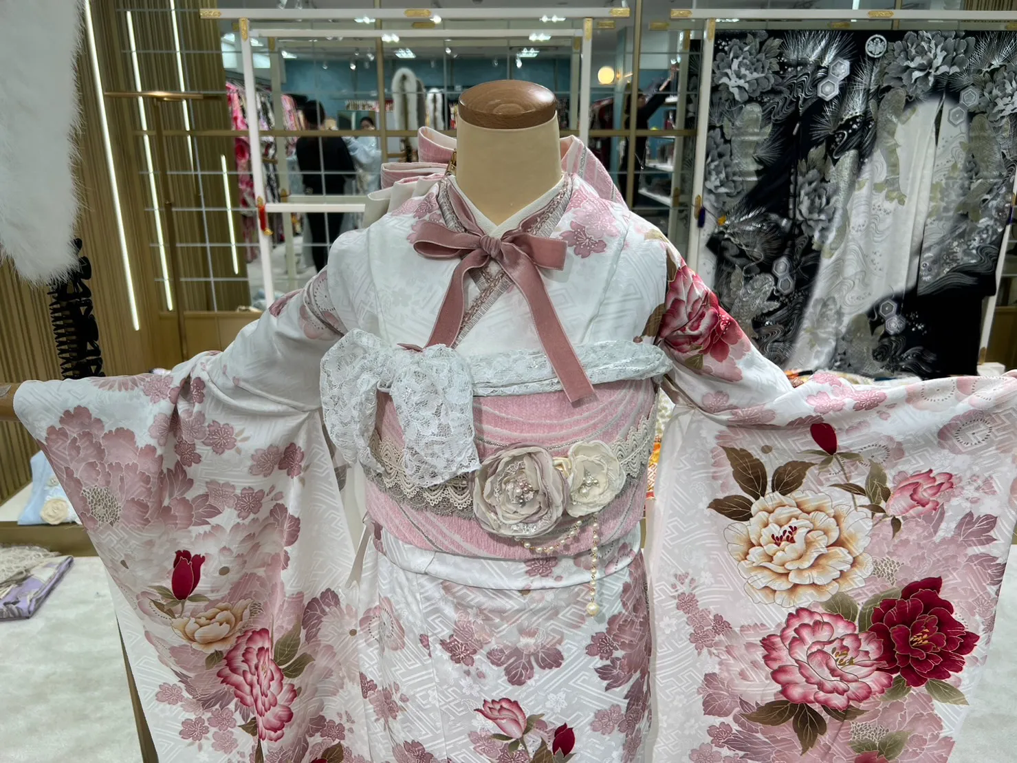 前撮り　振袖　撮影会　成人式　なんば　心斎橋　くすみガーリー　香音　可愛く　ピンク　