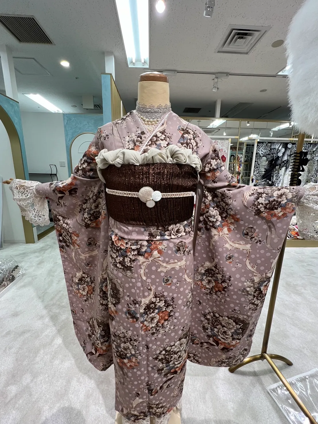 成人式　振袖レンタル　なんば　心斎橋　レトロ　かわいい　ピンク