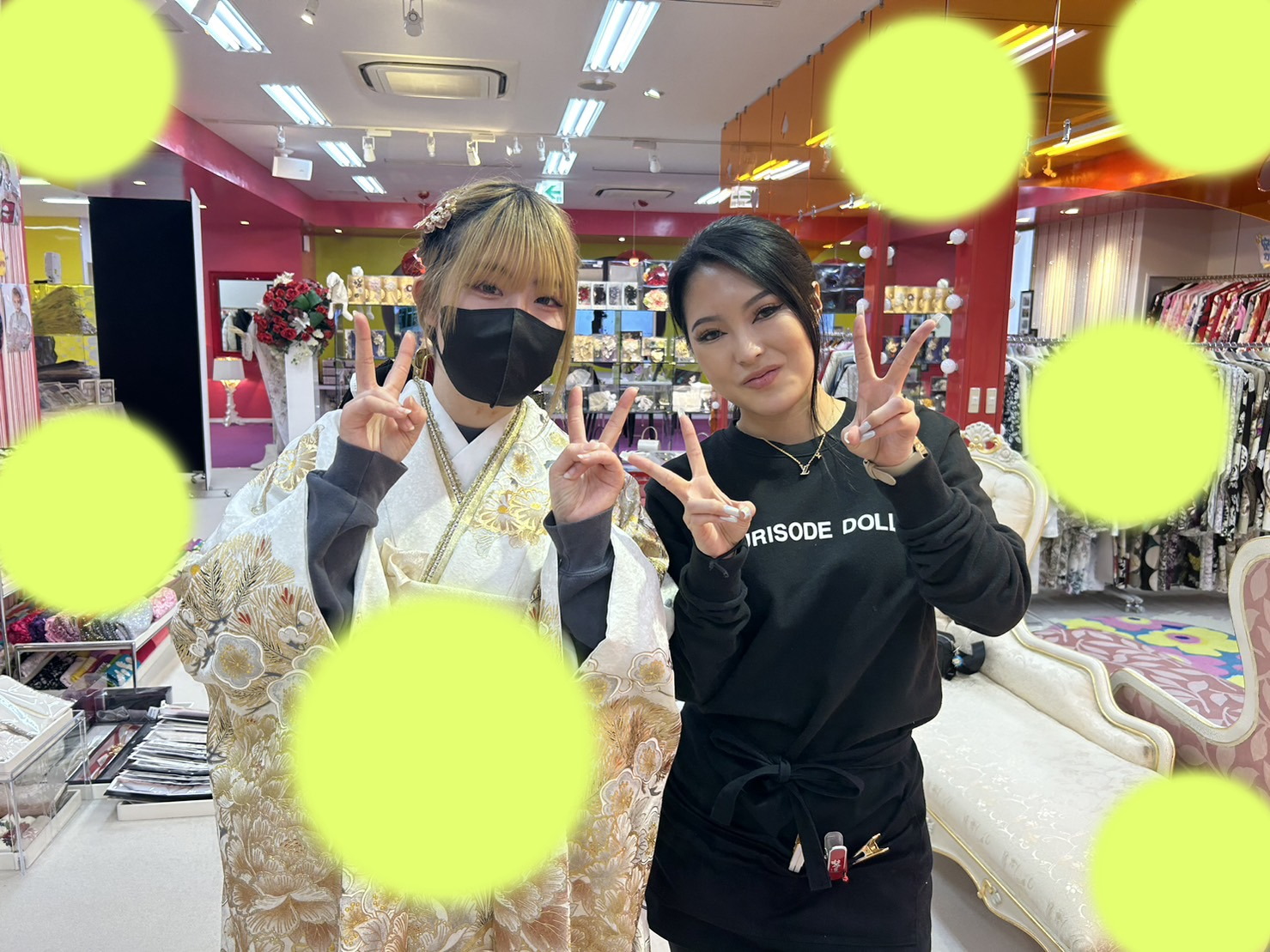 TAKAZEN神戸店　イマドキ　カワイイ　コディネート　成人式　かわいい　キラキラ　古典柄