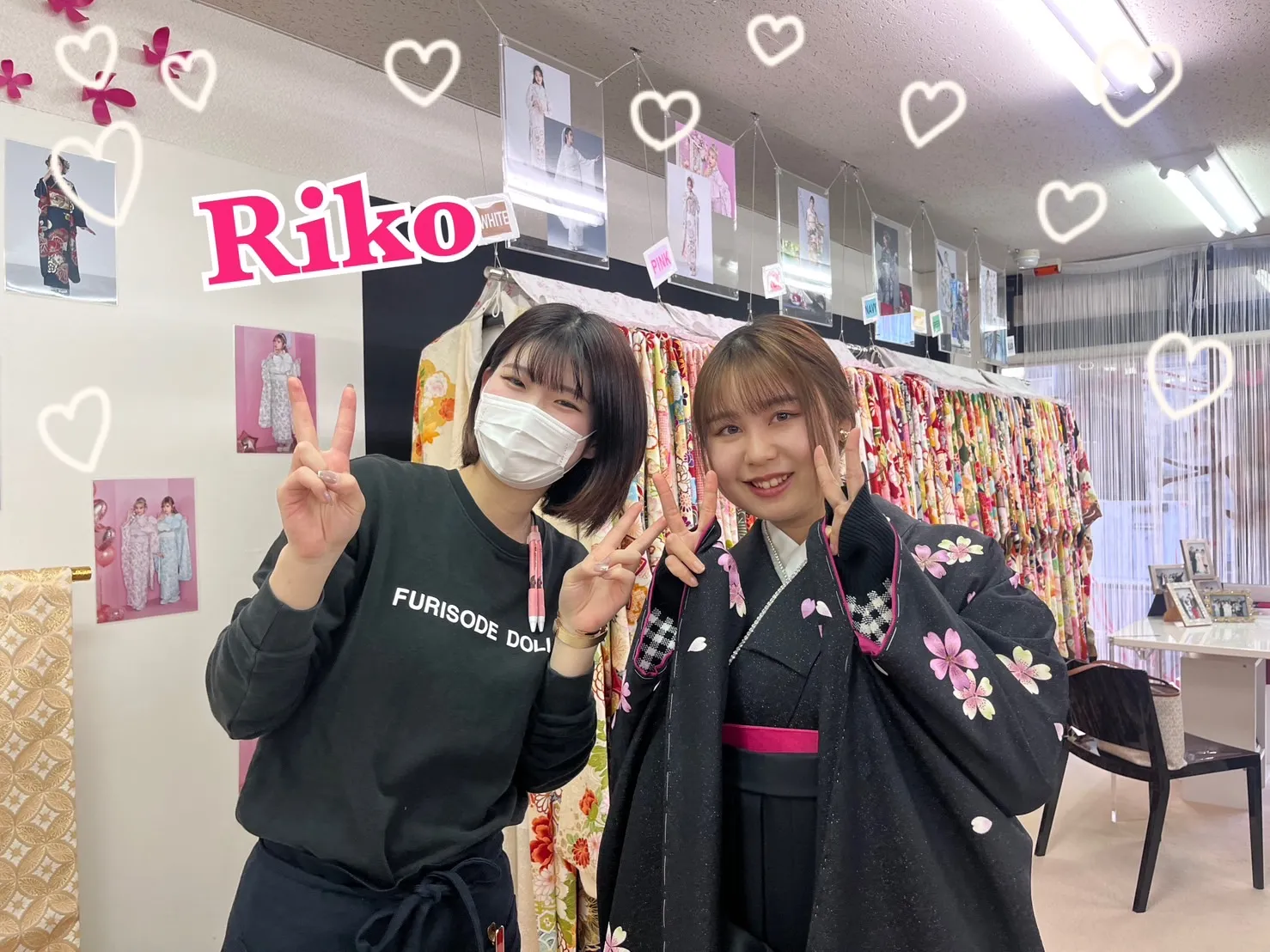 袴　前撮り撮影会　可愛い　おしゃれ　ママ振袖　黒　差し色