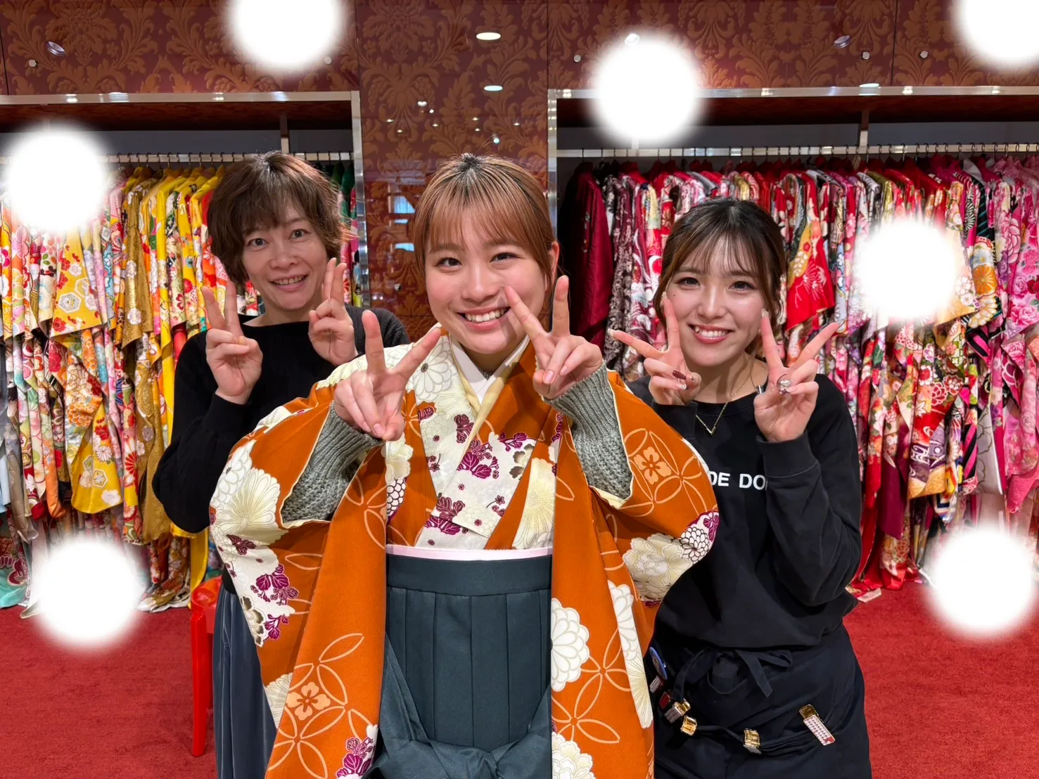 成人式　卒業式　TAKAZEN 袴レンタル　オレンジ袴