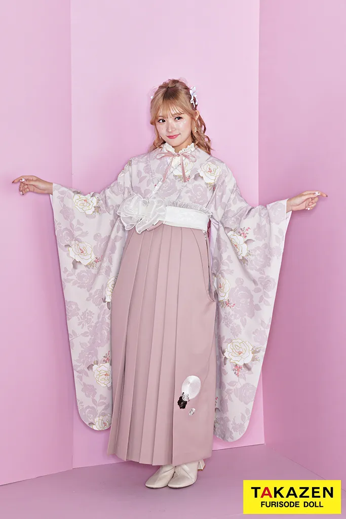 　卒業式　袴　最新作　くすみカラー　ガーリー　ピンク　淡い色　かわいい　フレンチガーリー　お洒落　ブーツコーデ　せいな