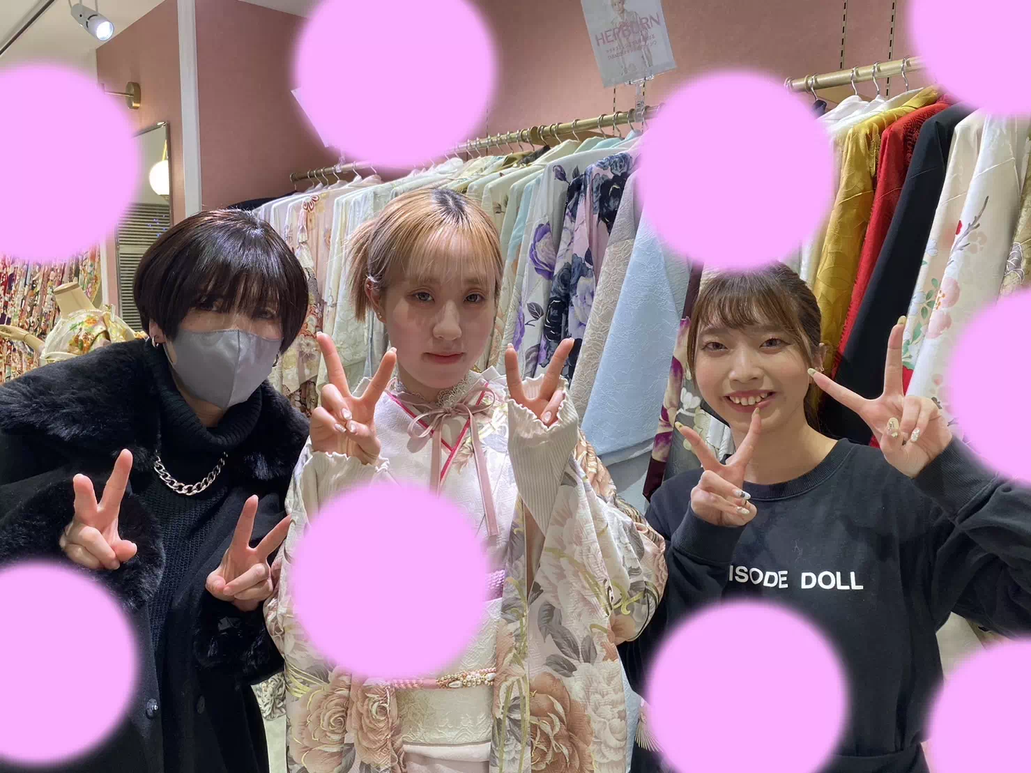 くすみ　ピンク　ガーリーな振袖　かわいい　おしゃれ　TAKAZEN　姫路　