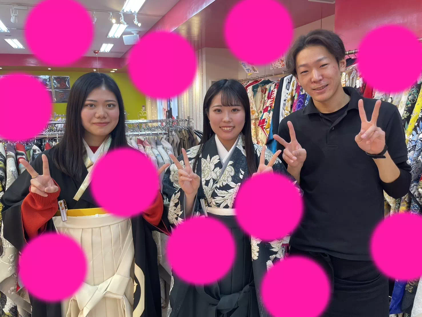 TAKAZEN神戸店　袴レンタル　卒業式　駆け込み　袴間に合う　緑色袴　レトロ袴
