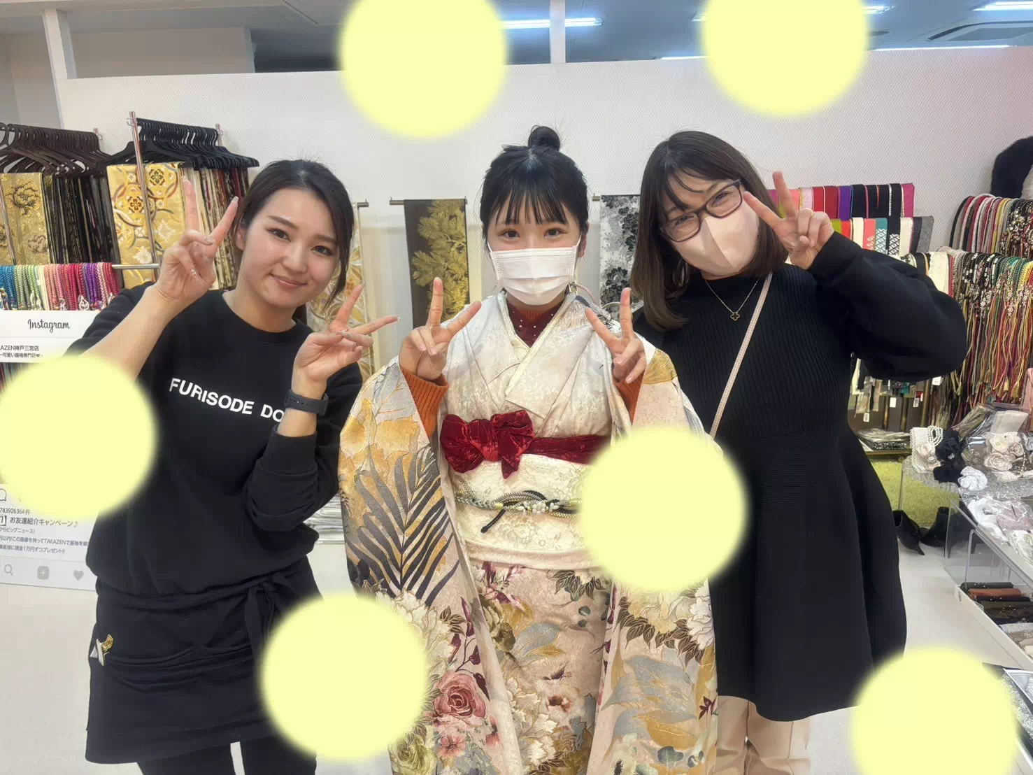 TAKAZEN神戸店　前撮り撮影会　イマドキ　カワイイ　コディネート　振袖　レンタル　袴　