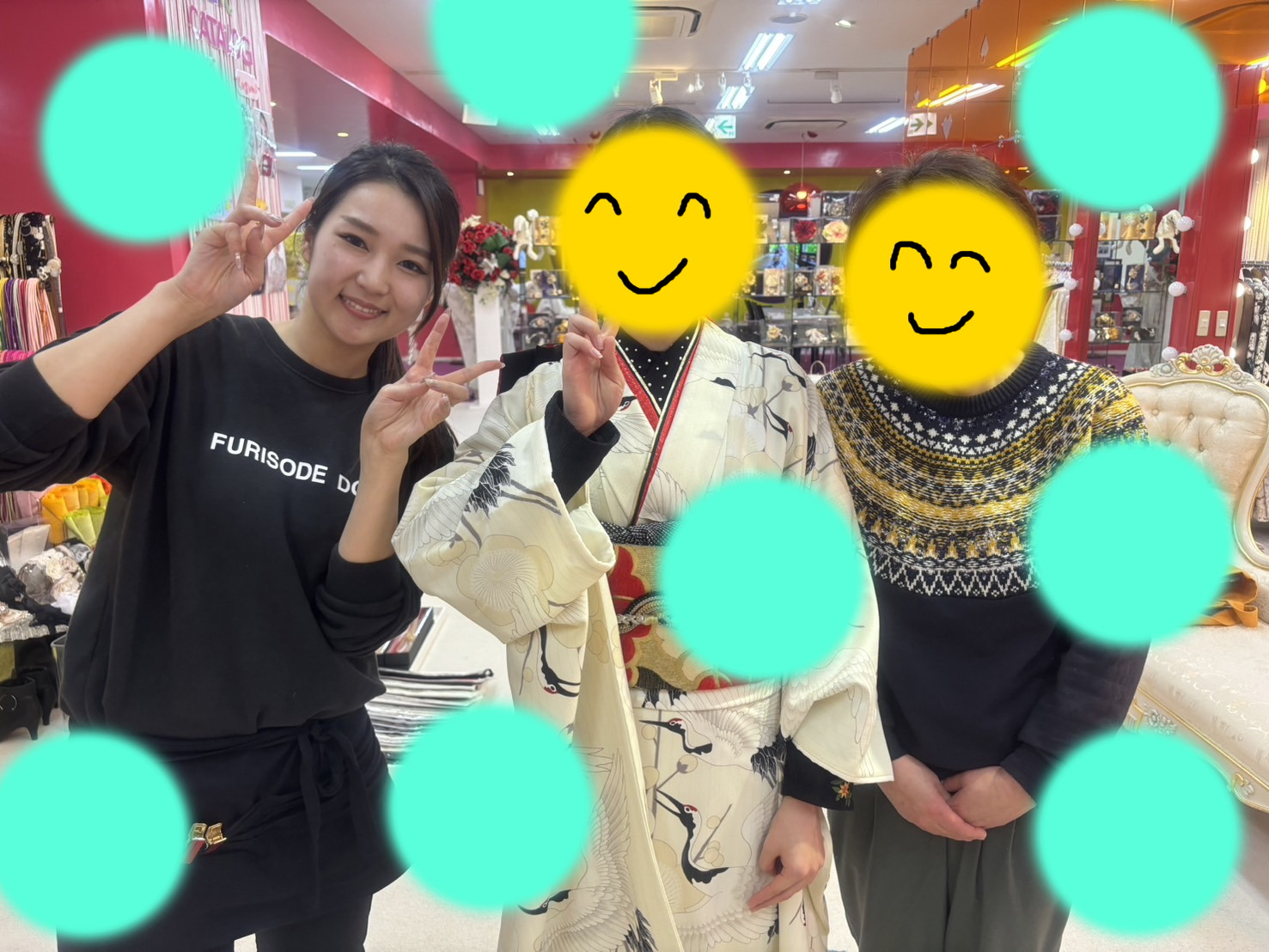 【TAKAZEN神戸三宮店】♡20日　個性的なオシャレ鶴柄姫ちゃん♡大人気鶴柄お振袖で当日は個性的に目立ちましょう♪