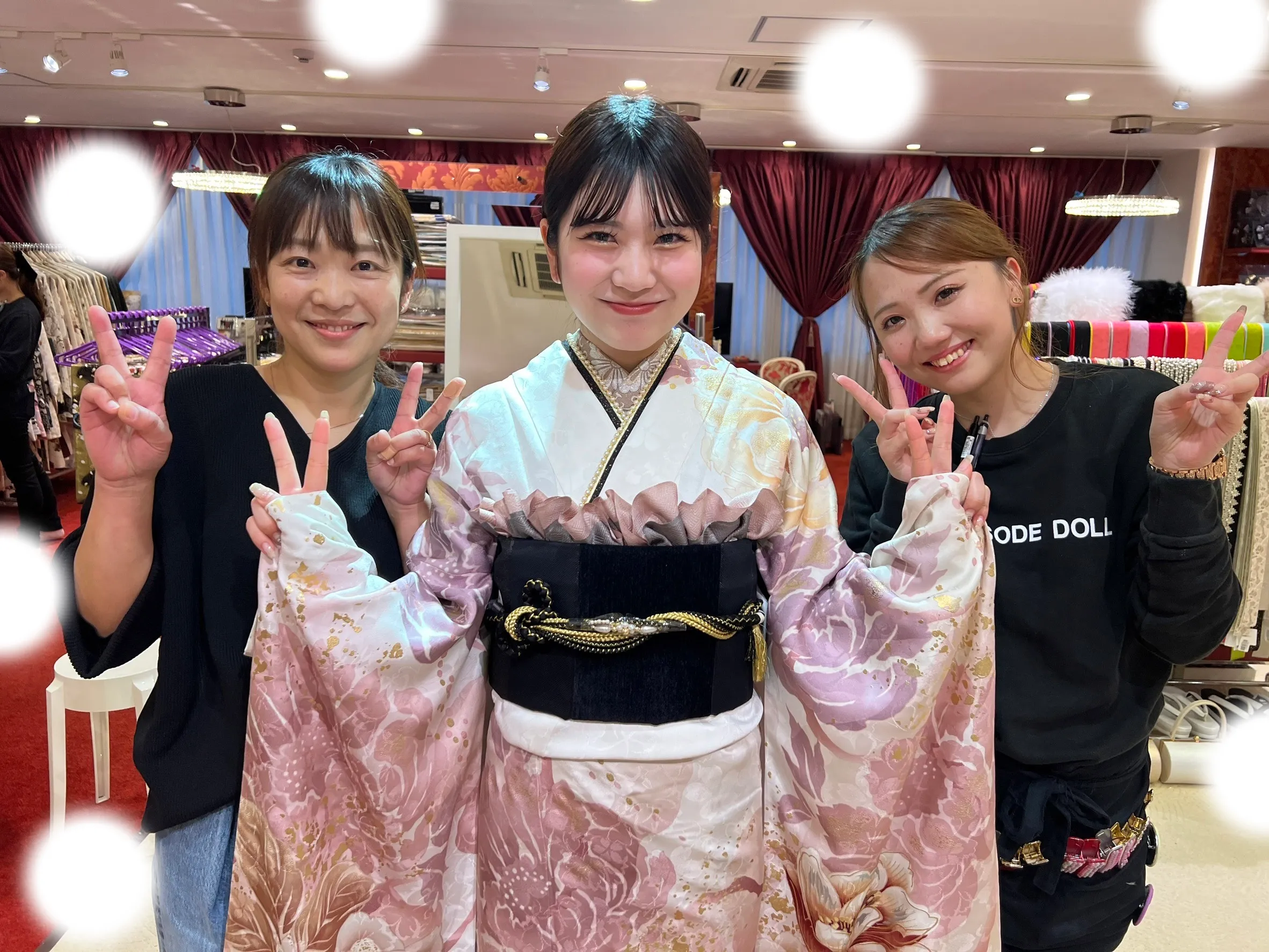 成人式　振袖　ピンク色　梅田