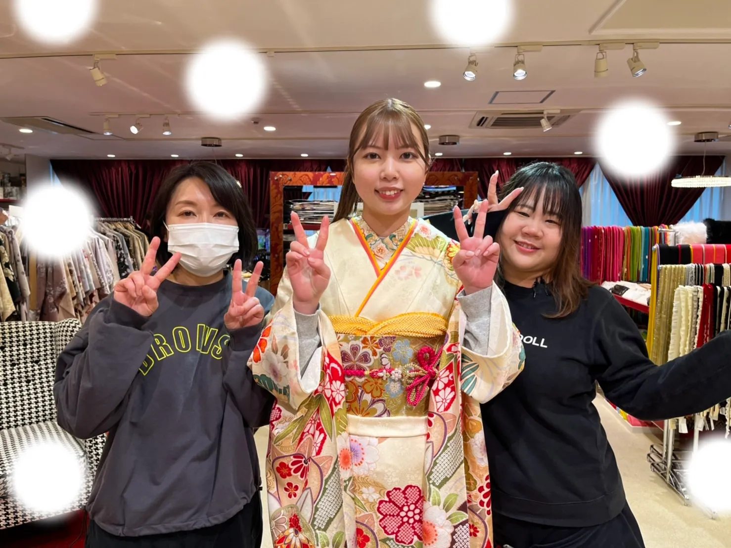 成人式　前撮り　梅田　白色振袖
